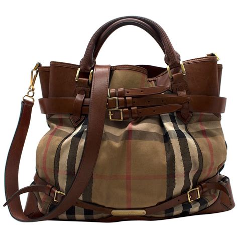 burberry check canvas bucket bag|Burberry checked canvas tote bag.